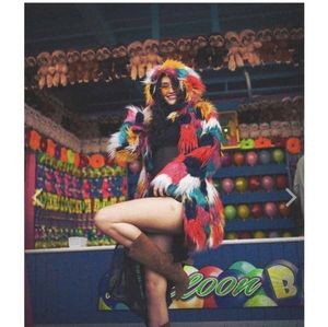 Spirithoods butterfly hooded faux fur coat Festival fashion rainbow